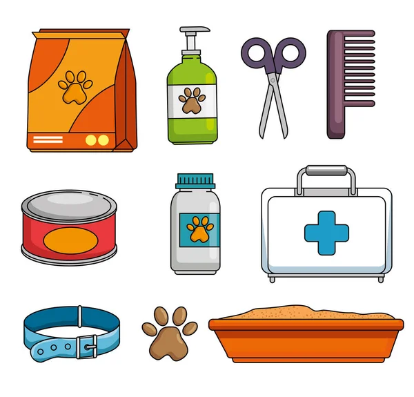 Pet shop set icone — Vettoriale Stock