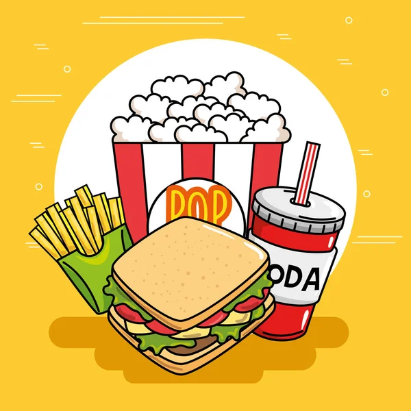 Adesivi pop art fast food — Vettoriale Stock