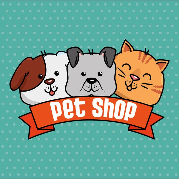 Grupo mascotes pet shop — Vetor de Stock