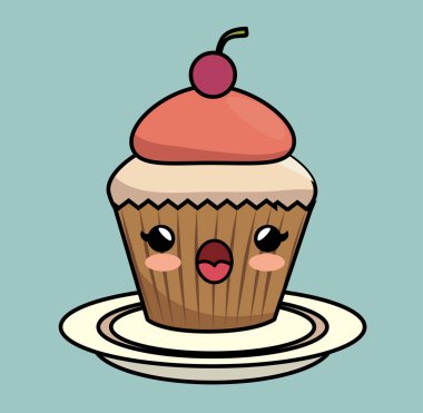 Kawaii cupcake simgesi