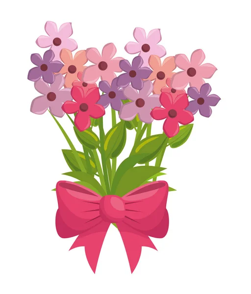 Schattige bloemen met bown — Stockvector