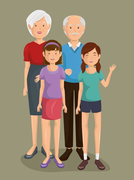 Couple of grandparents with granddaughter — Stock Vector