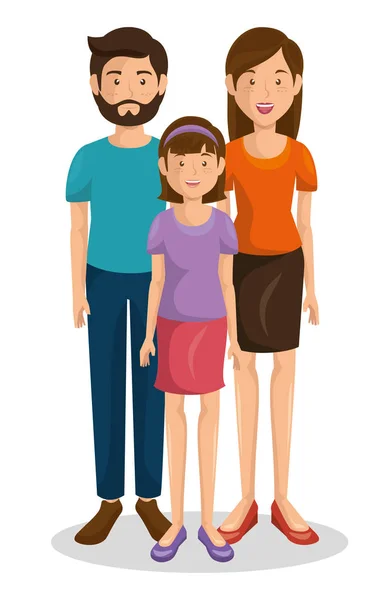 Couple de jeunes parents avec fille — Image vectorielle