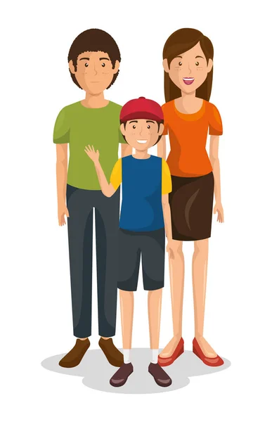 Couple de jeunes parents avec fils — Image vectorielle