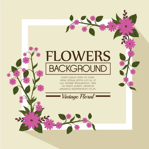 Çiçek arka plan dekoratif çerçeve — Stok Vektör
