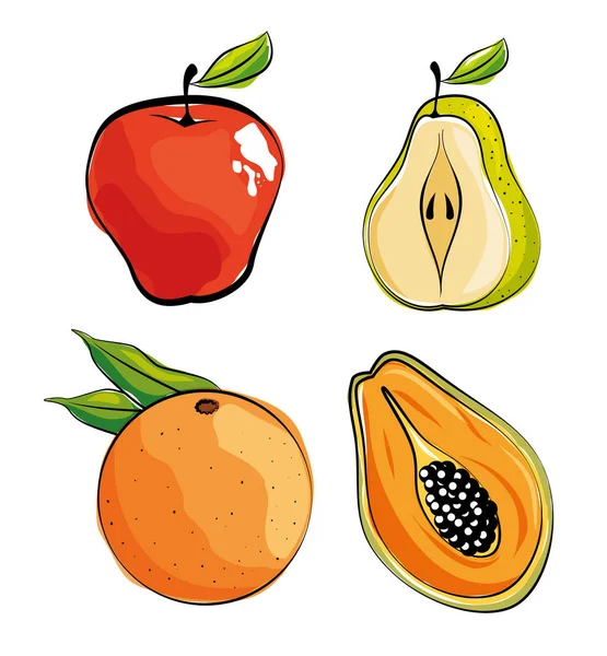 Frutas frescas y saludables — Vector de stock