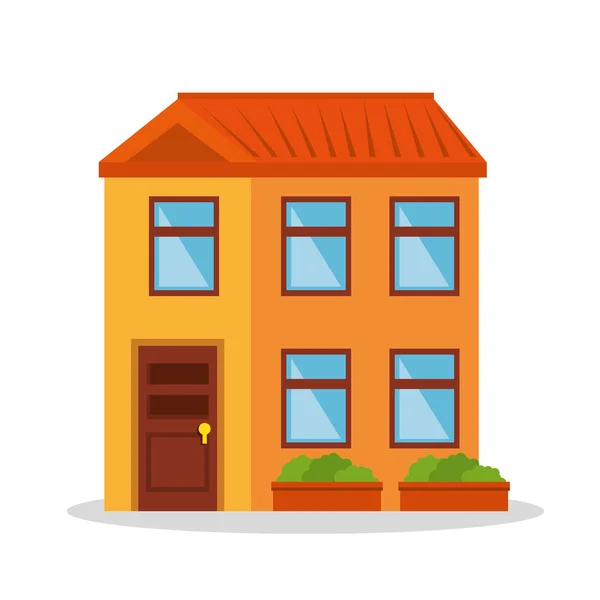 Cute building exterior icon — Stock Vector