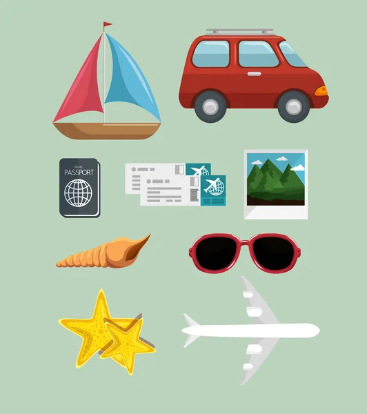 Diseño del viaje de vacaciones de verano — Vector de stock