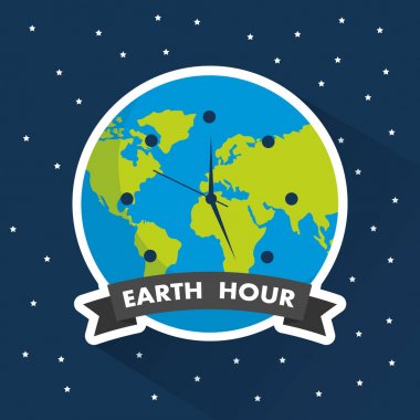 Dünya saat saat dünya çevre yıldızlı arka plan