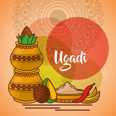 uappy ugadi şablon tebrik kartı ccessories pot Hindistan cevizi ayarla.