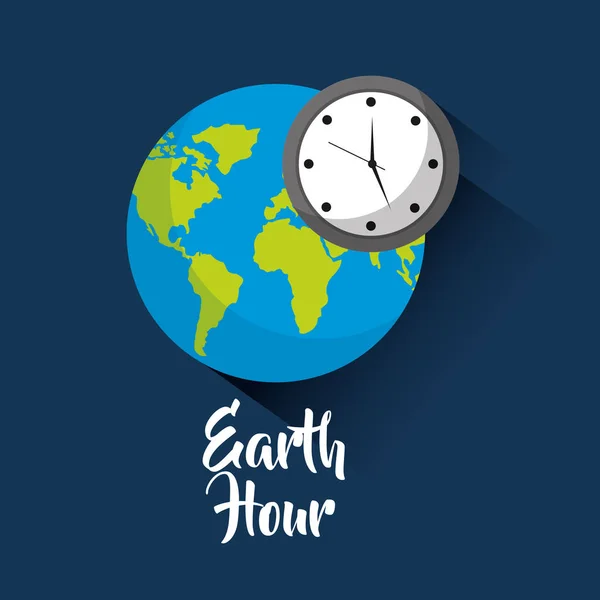 Hora de la tierra mundial reloj de ahorro — Vector de stock