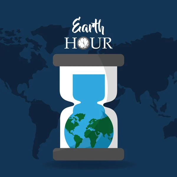 Час Земли земной шар внутри песочных часов фон — стоковый вектор
