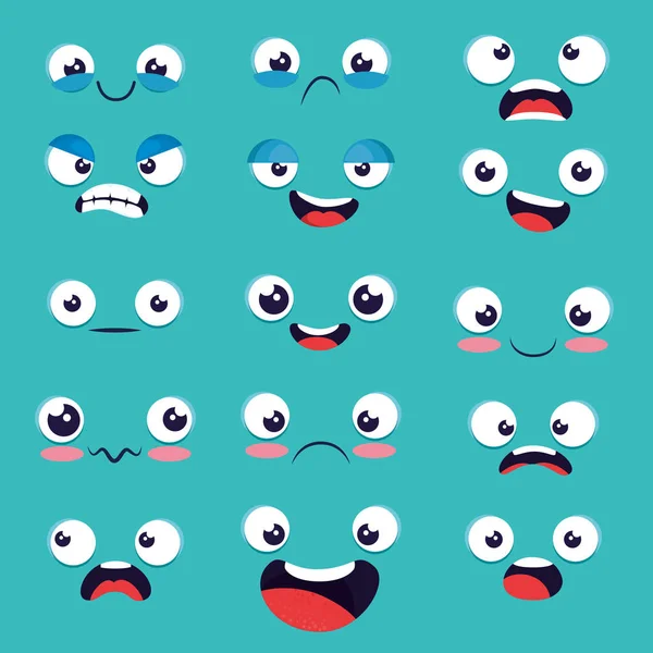 Conjunto de emoticonos emoticonos de dibujos animados — Vector de stock