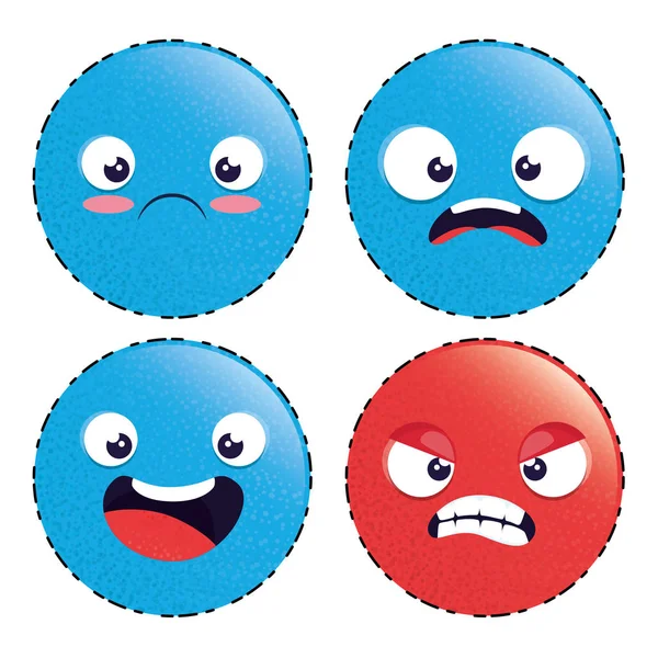 Set of emoji emoticon cartoon — Stock Vector