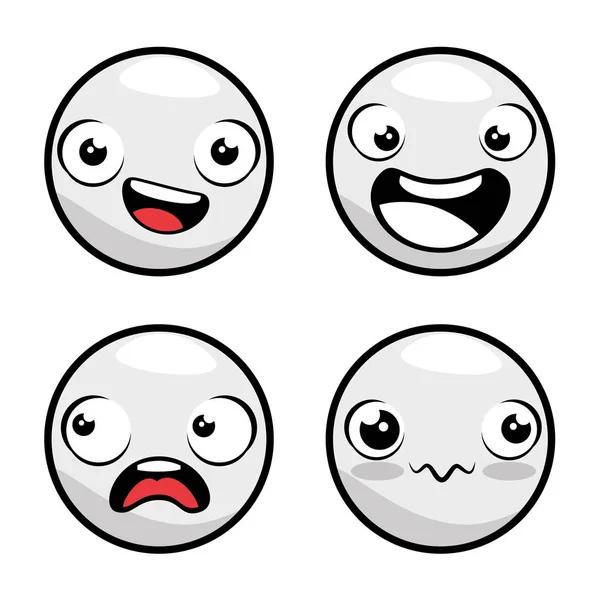 Set of emoji emoticon cartoon — Stock Vector