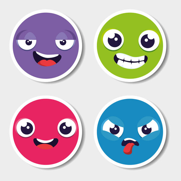 set of emoji emoticon cartoon