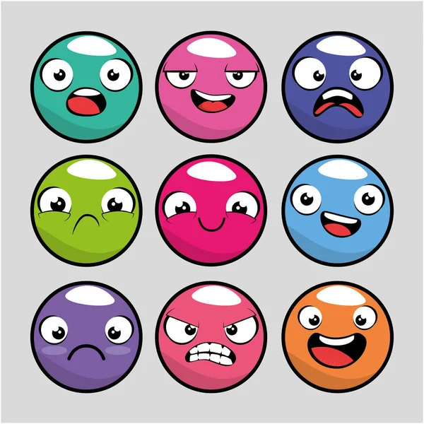 Ensemble d'émoticône emoji dessin animé — Image vectorielle