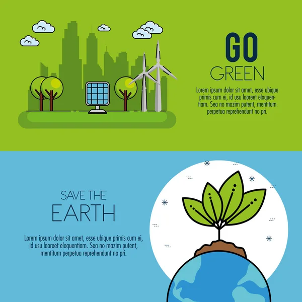 Progettazione infografica eco green energy — Vettoriale Stock