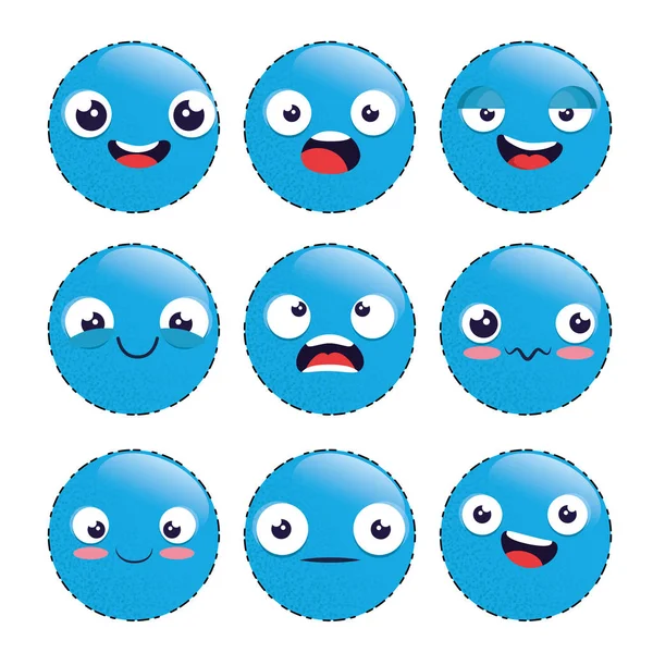 Emoji ifade karikatür kümesi — Stok Vektör