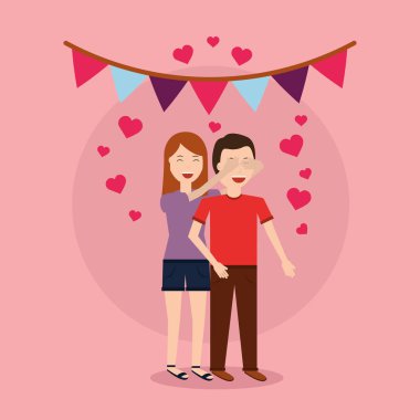 sevimli kadın vererek sürpriz adam aşk Romantik Kalp garland
