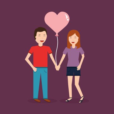 kalp romantik mutlu tutarak balon gülüyor çift şekil