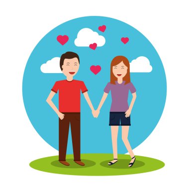 manzara güzel mutlu çift el ele tutuşarak Kalpler