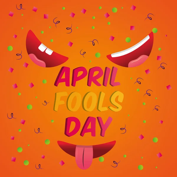 Fröhliche Grußkarte lächelnde Münder Aprilscherz — Stockvektor