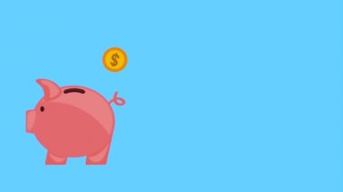 kumbara ve simgeler düşen paraları