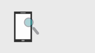 Büyüteç cep telefonu arama simgelerinin üzerinde hareket