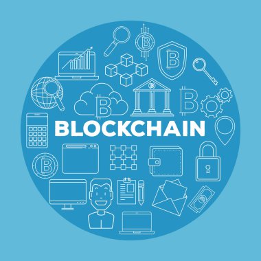 blockchain iş Icons set