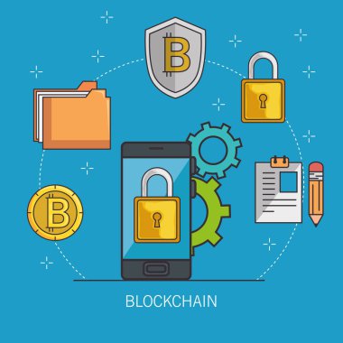 blockchain ve bitcoin teknoloji kavramı 