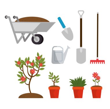 gardening elements and tools design clipart