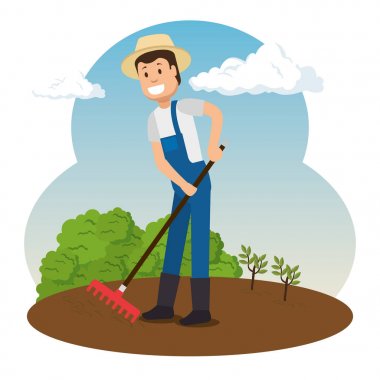 Bahçede çalışan çiftçi.