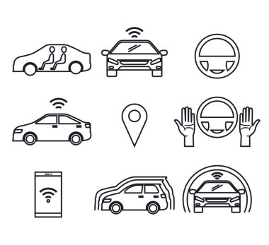 Özerk araba Icons set