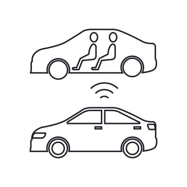 autonomous car set icons clipart