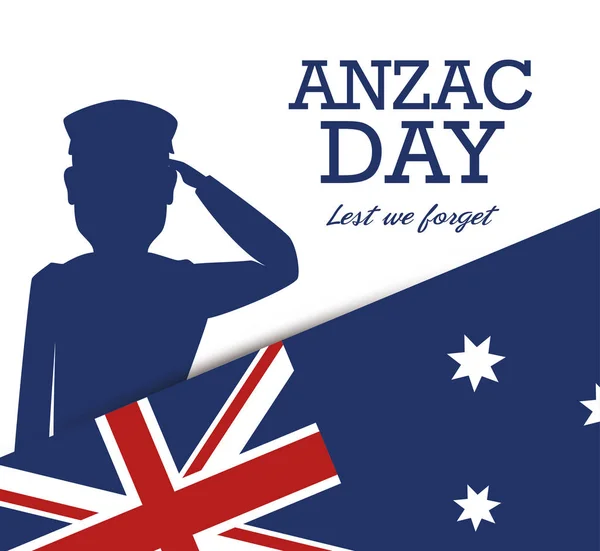 Anzac day poster with military soldier — Stock Vector