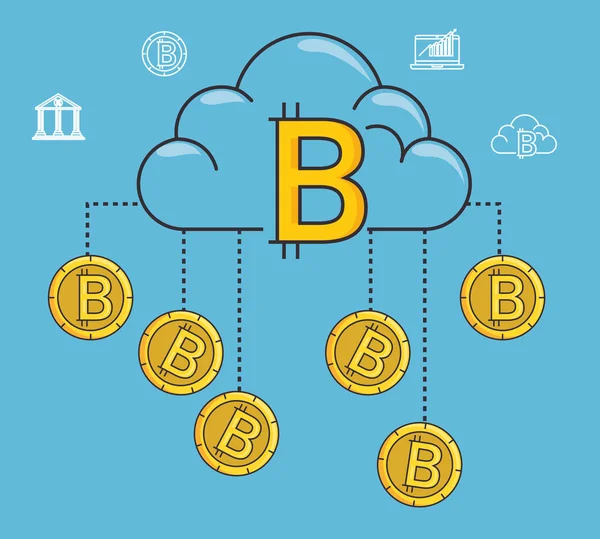 Blockchain et Bitcoin concept de technologie — Image vectorielle