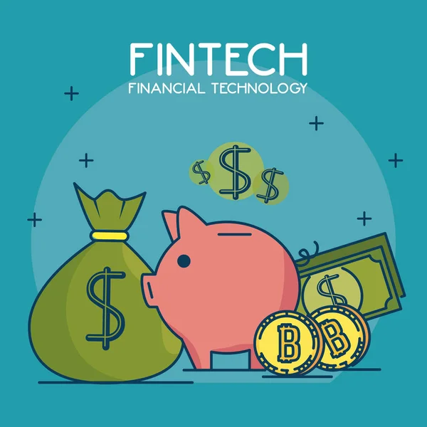 Fintech Investitionen Finanz Internet Technologie Konzept Fintech — Stockvektor