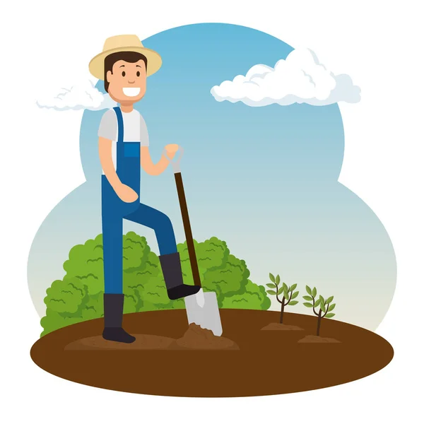 Picture: cartoon farmer sowing seed | Vector of a Farmer sowing seeds ...