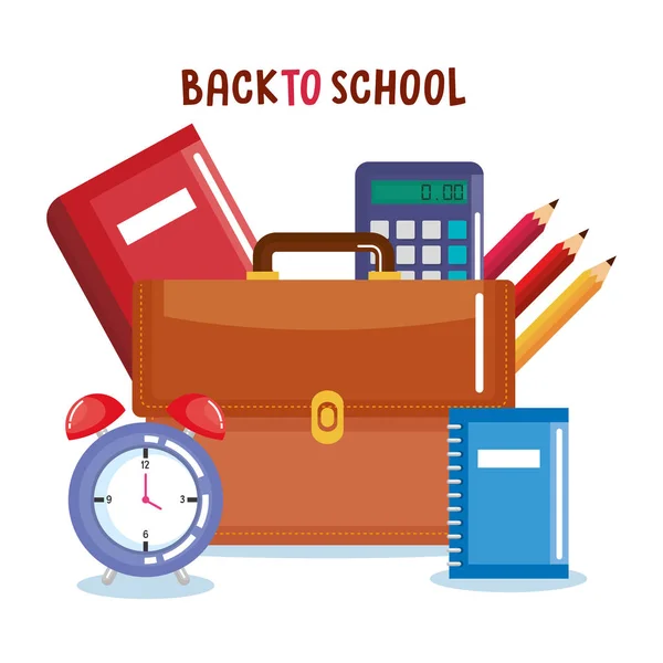 School supplies set icons — Stock Vector