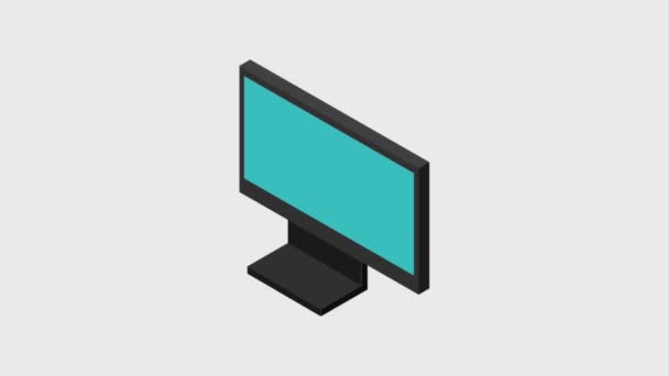 Monitor de ordenador 3d iconos — Vídeo de stock