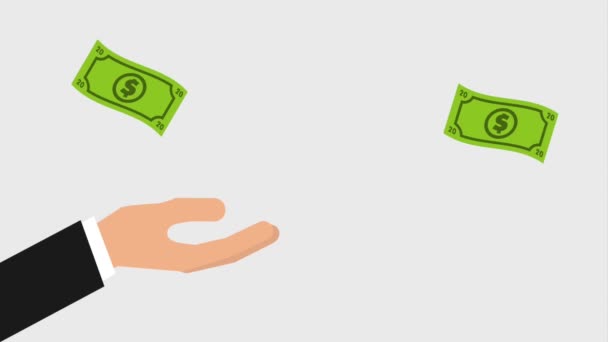 main avec la chute de billets d'argent icônes 