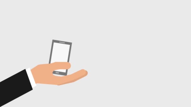 Мобільний телефон на піктограмах рук — стокове відео