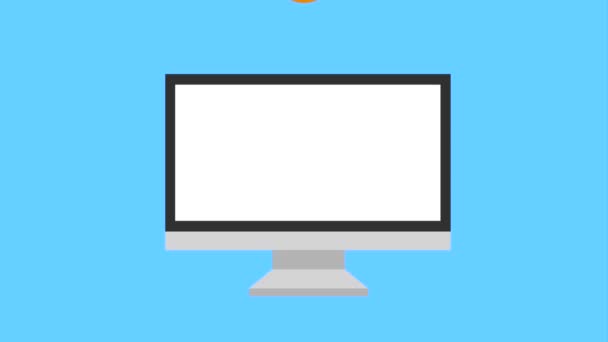 Bilgisayar ekran ödeme online simgesi üzerinde düşen paraları — Stok video