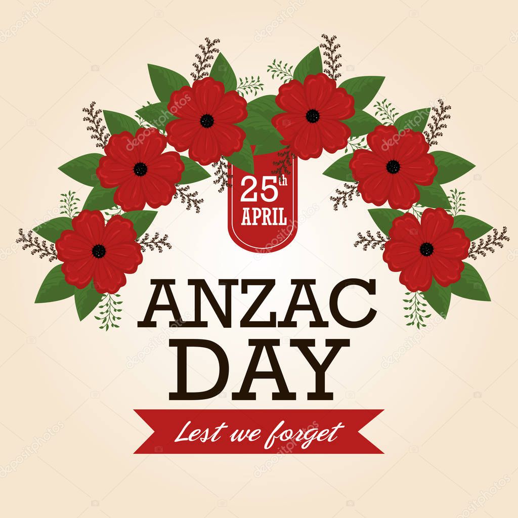 anzac day poster with red poppy flower