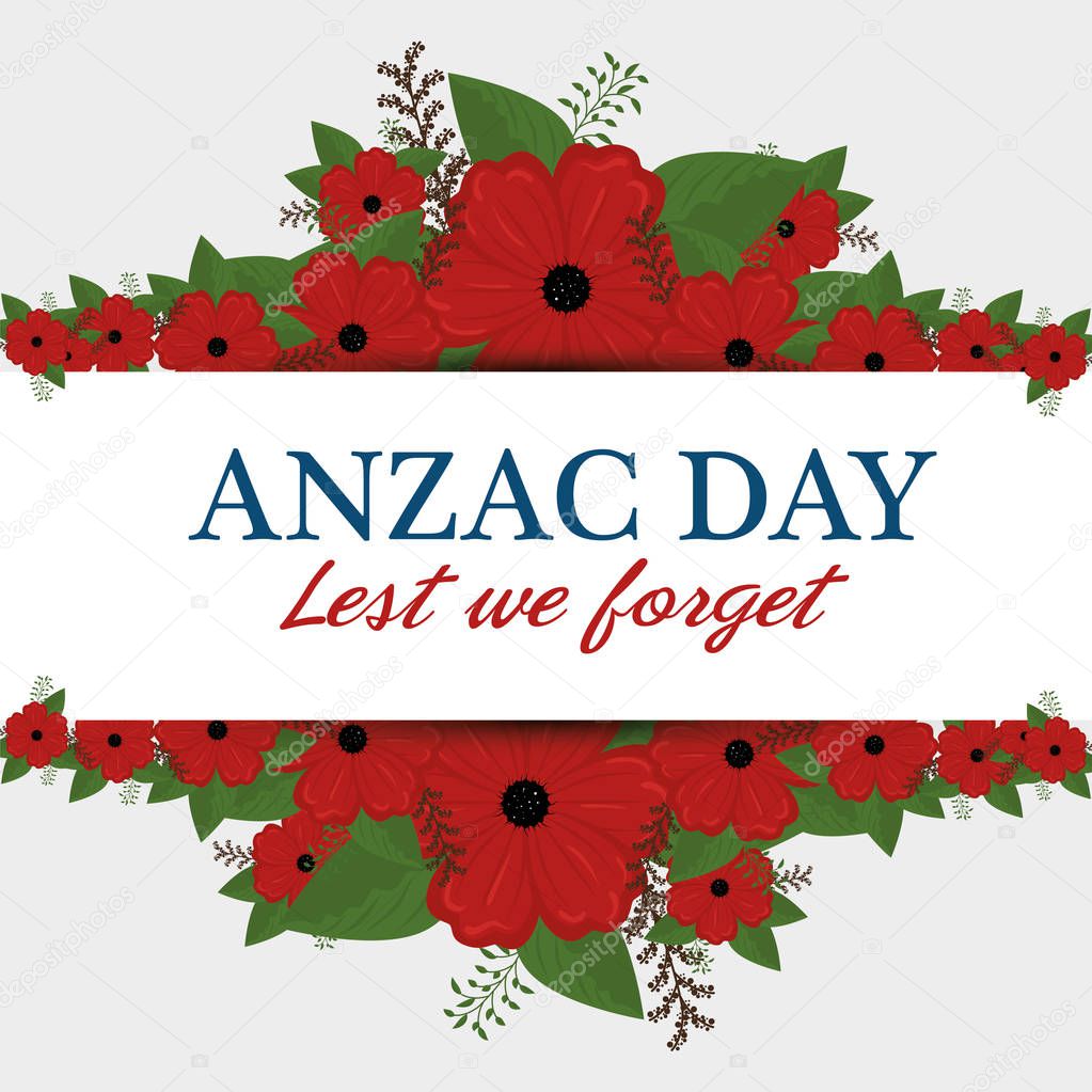 anzac day poster with red poppy flower