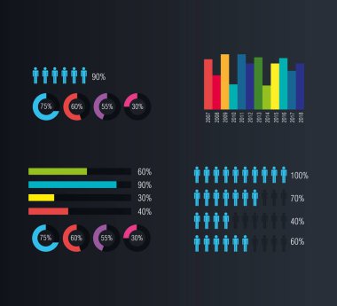 insanlar siluet Infographic simgesi