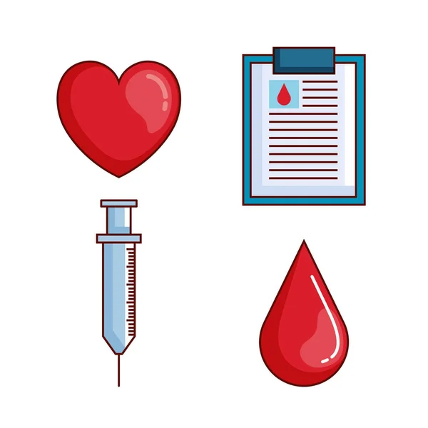 Ensemble de don de sang icônes — Image vectorielle