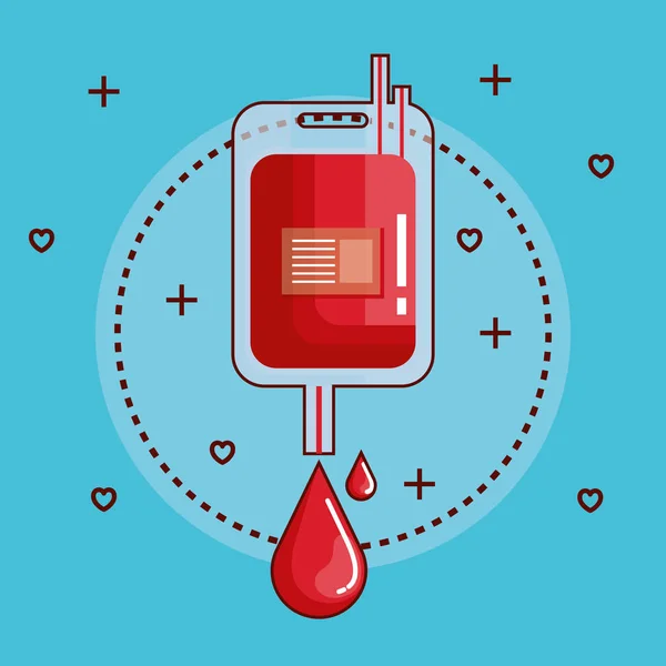 Bolsa de donación de sangre colgando — Vector de stock