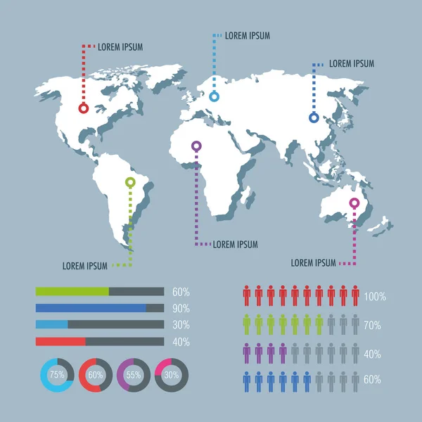 Mundo planeta iconos infográficos — Vector de stock